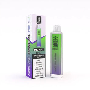 Aroma King Crystal Pro Max 4000 disposable vape device with packaging, featuring gradient green and purple design