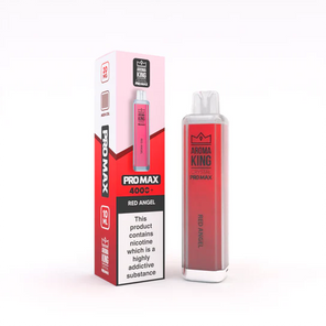 Aroma King Crystal Pro Max 4000+ disposable vape in red with retail packaging, showing device and warning label