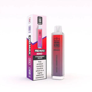 Aroma King Crystal Pro Max 4000+ disposable vape in pink packaging with red liquid chamber and retail box display