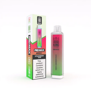 Aroma King Crystal Pro Max 4000+ disposable vape device in pink and green packaging with product box and unit displayed