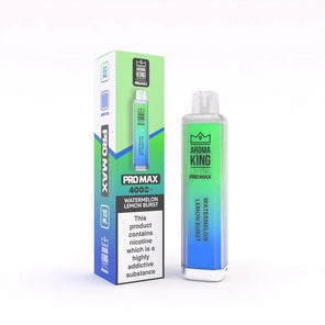 Aroma King Crystal Pro Max 4000+ disposable vape device with blue-green gradient design and retail packaging
